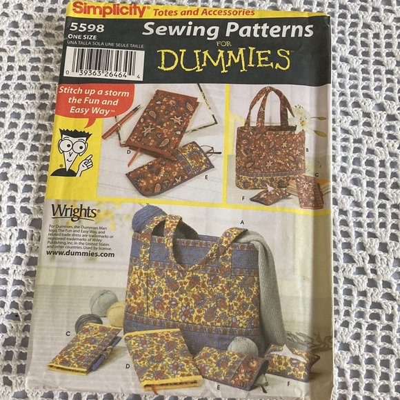 Simplicity US1338OS Cartamodello Cucito – Borsa Tote, Zaino E Portamonete, Taglia Unica, 6 Varianti